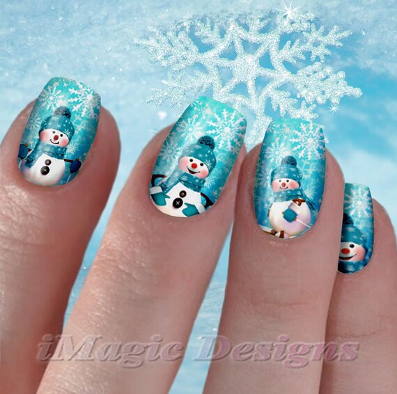 24 Weihnachts-Nagelsticker Set – Wassertransfer-Abziehbilder Mit Schneemann, Tannenbaum, Elch Für DIY Nail Art