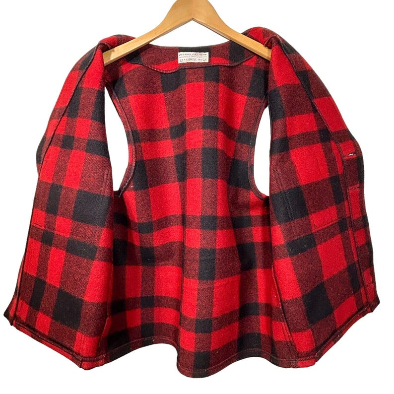 VINTAGE FILSON Mackinaw Wolle Weste Herren L Buffalo kariert Bild 2