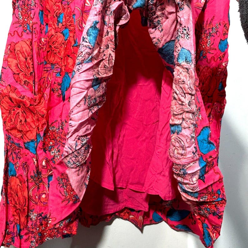 Free People Floral Mini Dress Rose Flowy Flutter Sleeves Pocket S image 11