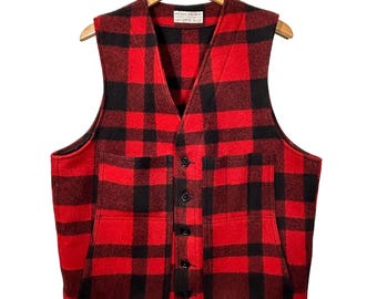 VINTAGE FILSON Mackinaw Wool Vest Mens L Buffalo Plaid