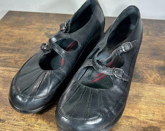 Dansko Womens 41 Portia Mary Jane Shoe 10 US Black Leather Low Wedge Comfy
