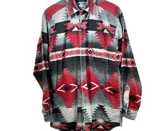 Vintage Woolrich Flannel Shirt Southwestern Button Down Size L USA Outdoor Trail