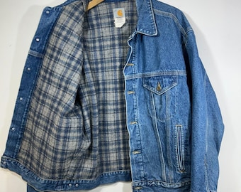 Carhartt Denim Trucker Jacket Mens L  USA Made