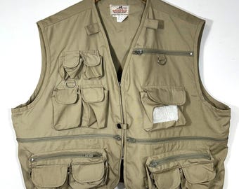 VTG Woodfield Vest Mens Beige 2XL Hunting Fishing Hiking Utility