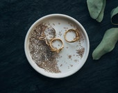 Porcelain Petri Dishes, Single- White and Gold Jewelry Holder, Ring Dish, Side Bowl, Garnish Plate
