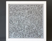 Dimensional Laser Cut Map of Paris- 12" Framed