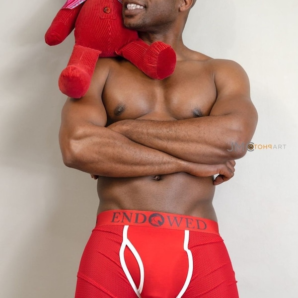 Men's Red Performance Mesh Mid-Cut SLIM-FIT ENDOWED Underwear Transparent Chafe Free Vented Cool Moisture Control Athletic Jock Boxer Briefs