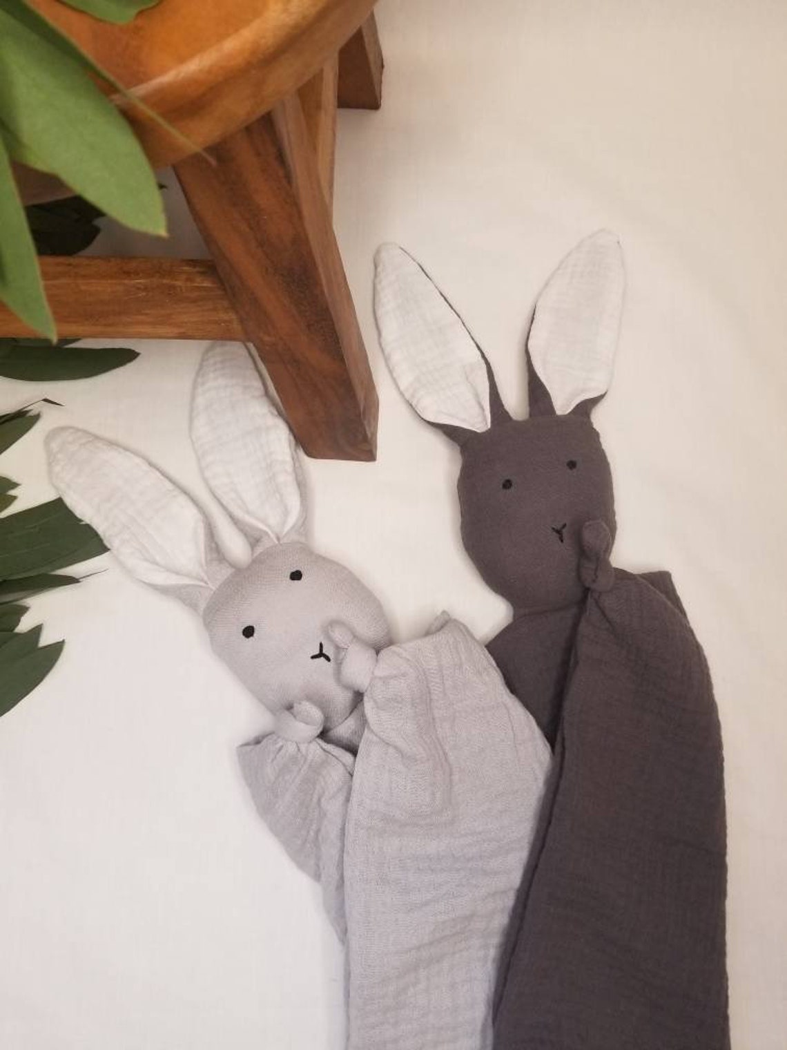 Muslin rabbit lovey baby bunny comforter newborn gift pale Etsy