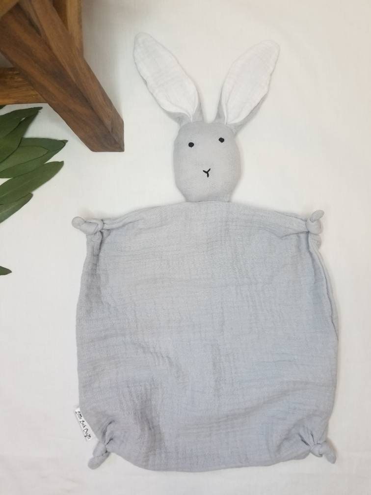 Muslin rabbit lovey baby bunny comforter newborn gift pale Etsy