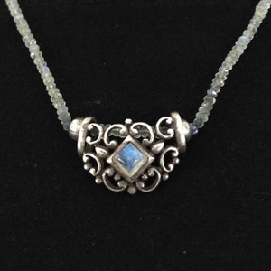 Moonstone sterling silver necklace pendant gemstone semi-precious stone rainbow