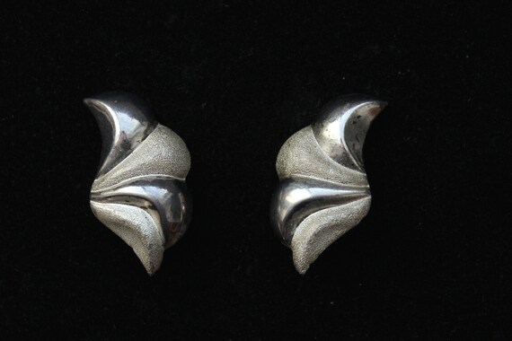 1980s Italian sterling silver earrings abstract m… - image 2