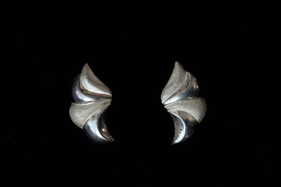 1980s Italian sterling silver earrings abstract m… - image 3