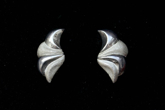 1980s Italian sterling silver earrings abstract m… - image 1