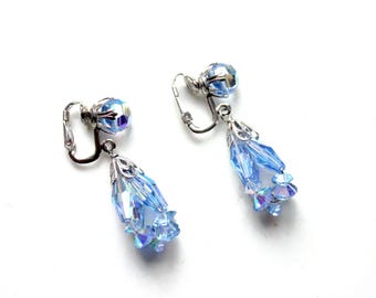 1960er Jahre Sherman AB blaue Ohrhänger Swarovski Schliffkristall