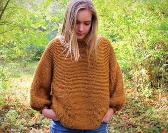 Oversize Knit Sweater Pattern – Easy Balloon Sleeve Design (PDF Pattern)