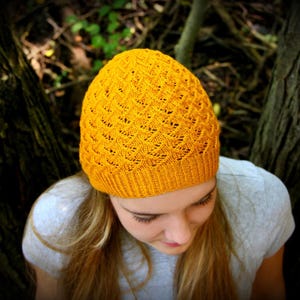 Lace Beanie Knitting Pattern, Child & Adult Sizes (PDF Pattern)