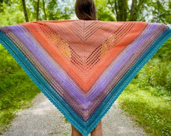 Crochet Triangle Shawl Pattern - Oversized Wrap (PDF Download)