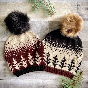 Knit Hat Pattern - Fair Isle Pattern - Fair Isle Hat Pattern - Winter Hat Pattern - Fall Hat Pattern - Woodland Theme