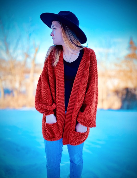balloon sleeve oversized cardigan