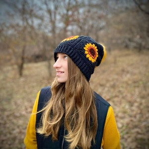 Patroon gehaakte zonnebloemhoed - Patroon oma vierkante muts - Haakpatroon wintermuts - Patroon oma vierkante muts