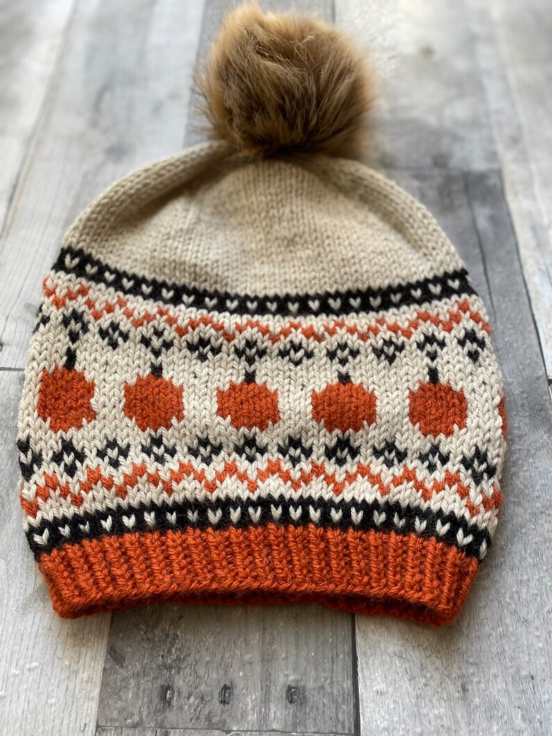 Mönster för stickad pumpamössa - Fair Isle Beanie (PDF-mönster) bild 4