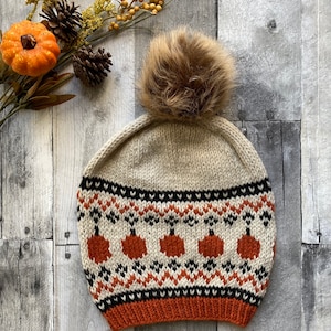 Mönster för stickad pumpamössa - Fair Isle Beanie (PDF-mönster) bild 1