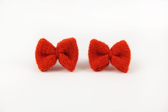 Pumpkin Orange Knit Bows Mini Bows Bow Accessories Baby Etsy