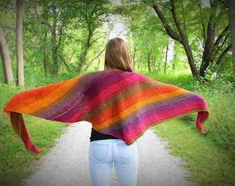 Boomerang Knit Shawl Pattern, Triangle Scarf (PDF Pattern)
