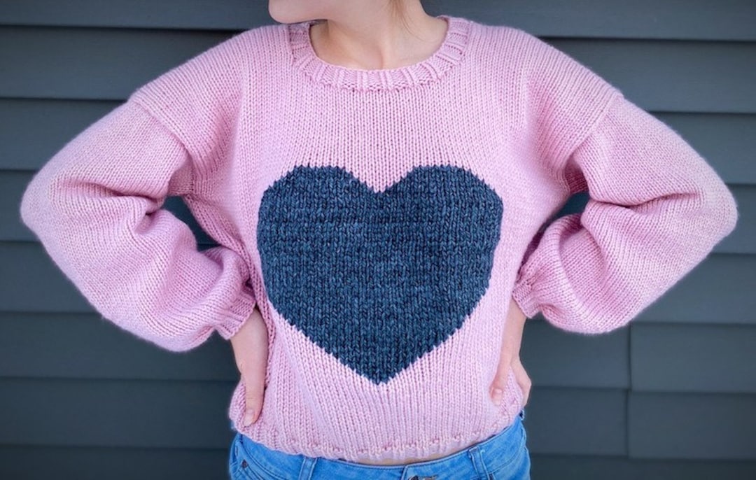 【NKNIT】ハートpattern pullover sweat 130size Hand Knit Sweater Pattern, Heart Cable Pullover Knitting