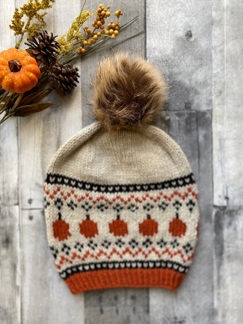 Mönster för stickad pumpamössa - Fair Isle Beanie (PDF-mönster) bild 3