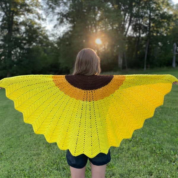 Crochet Sunflower Shawl Pattern - Crochet Sunflower Pattern - Crochet Shawl Pattern - Sunflower Shawl