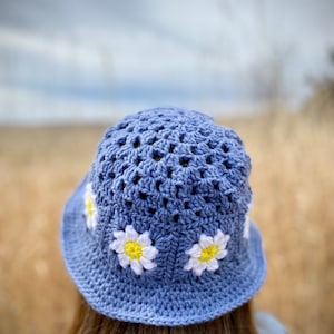 Granny Square Bucket Hat Pattern Granny Square Hat Pattern Boho Crochet Pattern Granny Bucket Hat image 7