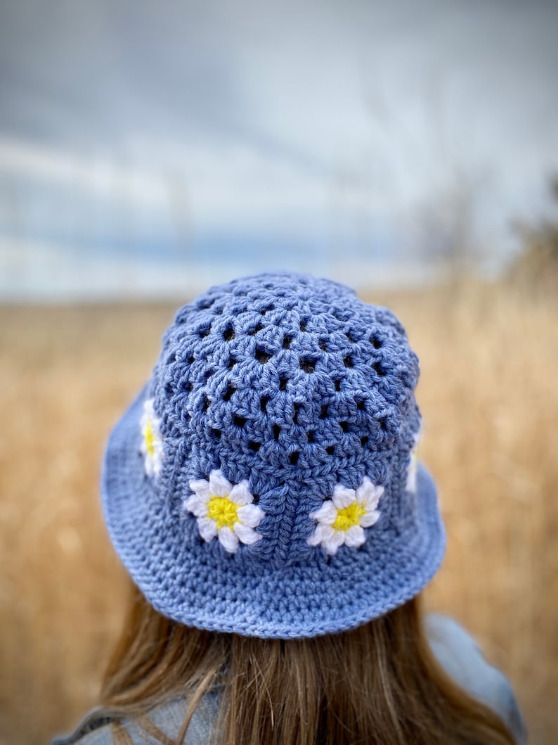 Granny Square Bucket Hat Pattern Granny Square Hat Pattern Boho Crochet Pattern Granny Bucket Hat image 7