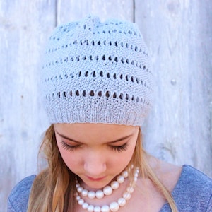 Downloadable Hat Pattern, Knit Beanie Pattern, Lacey Hat Pattern, Sock Yarn Hat Pattern, Knit Hat Pattern, Ice Cap, Ravelry Pattern