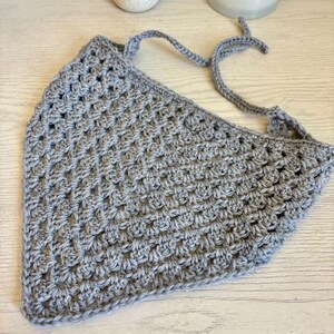 Crochet Hair Bandana - Boho Hair Scarf Light Gray