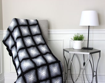 Granny Square Crochet Blanket Pattern, Gradient Throw (PDF Pattern)