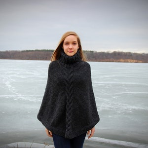Knit Poncho Pattern - Women Poncho Pattern - Kids Poncho Pattern - Cable Knit Poncho Pattern - Knit Cape Pattern - Turtleneck Poncho Pattern