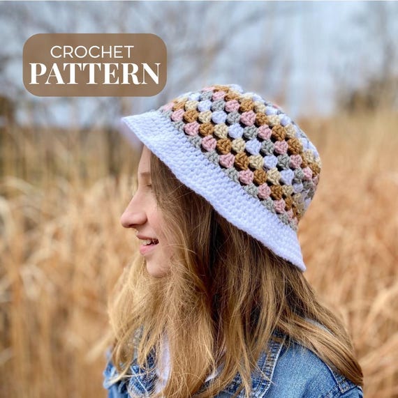 Crochet Bucket Hat Pattern – Granny Square Boho Hat (PDF  display picture 1