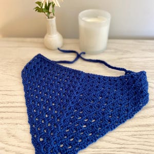 Crochet Hair Bandana - Boho Hair Scarf Navy Blue