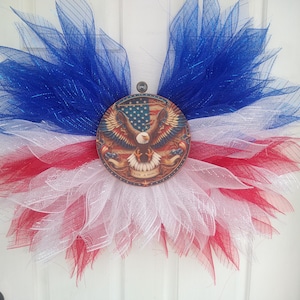 American Eagle Wreath, 4th of July decoration, patriotic wreath, door hangar, eagle wreath, home decor, USA wreath, deco mesh, wreaths, door