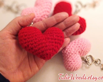 Pocket hugs,hearts, keychains,Valentine's, crochet heart,red heart, pink, heart,cards,gift ideas, puffed heart, hugs