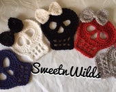 Skull Metallic Appliques-Hat Accessories -Sew On Decorations-Hair Accessories -Sew In-Skull Candy-Sugar Skulls-Shiny things-Crocheted Skulls