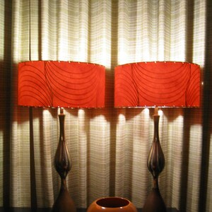 Mid Century Style  Fiberglass Lamp Shade Retro Modern Red GLD ARC