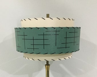 Halverwege de eeuw stijl 3-laags glasvezel lampenkap retro modern 15 x 9 alpine/ ivoor