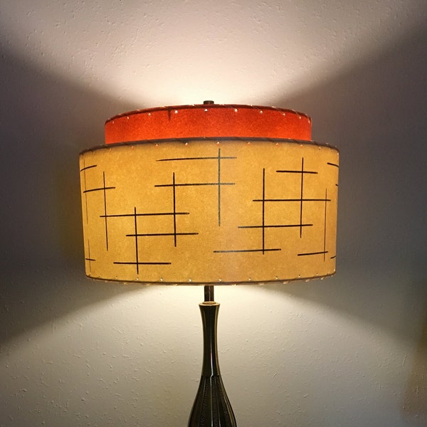 Mid Century Vintage Style 2 Tier Fiberglass Lamp Shade Modern Atomic Retro I B/O