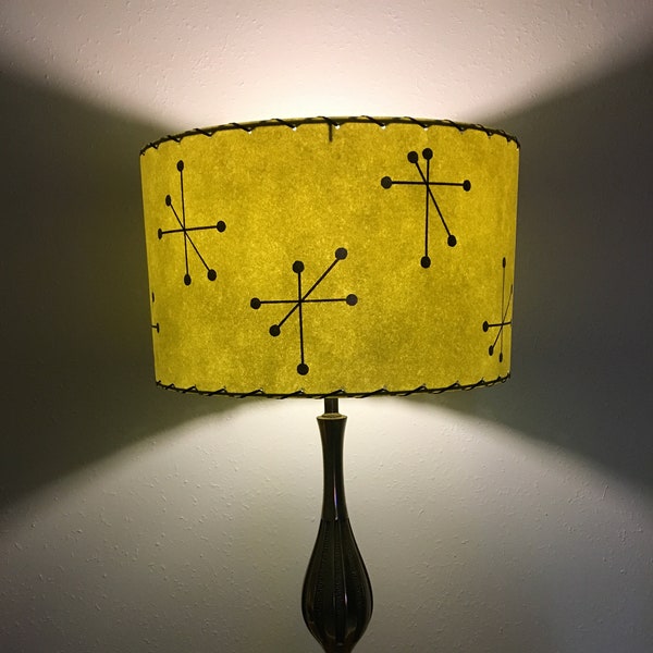 Mid Century Style  Fiberglass Lamp Shade Retro Modern Starburst Olive Green