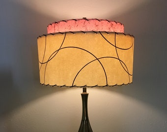 Halverwege de eeuw vintage stijl 2-laags glasvezel lampenkap modern atomair retro roze en ivoor