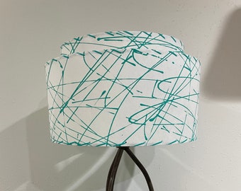 Mid Century Vintage Style 2 Tier Fiberglass Lamp Shade Modern Atomic Retro Turquoise and Bright White