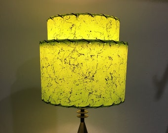 Mid Century Vintage Style 2 Tier Fiberglass Lamp Shade Modern Atomic Lime Green 10x9