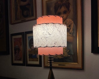 Vintage Mid Century Style Fiberglass Lamp Shade Modern Atomic Pink/ White / Black / Gold Retro Small